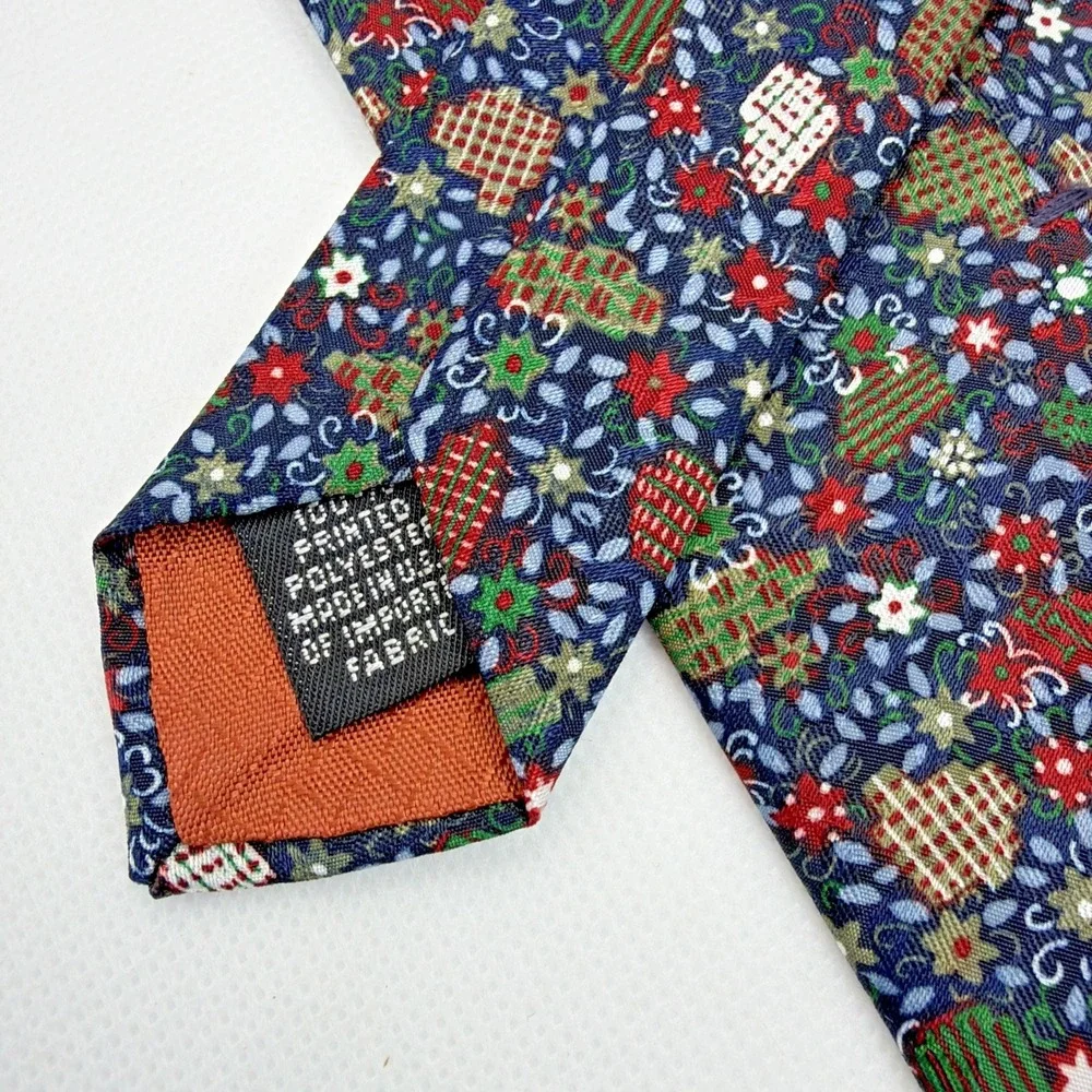Christian Dior Monsieur Necktie Burgundy Blue Floral Geometric Polyester